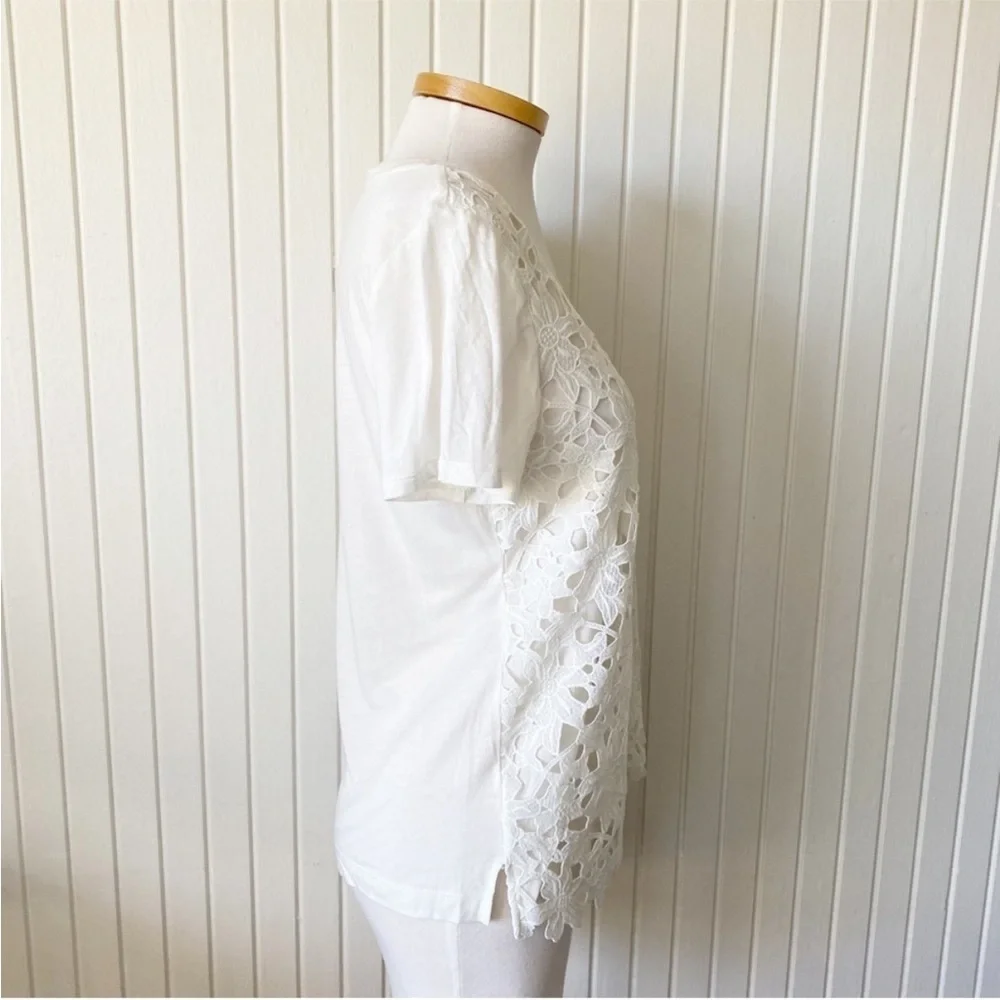 J. Crew White Cream Floral Lace Shirt Top Spring Summer Size Medium